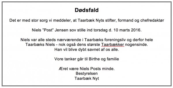 Niels Post er død